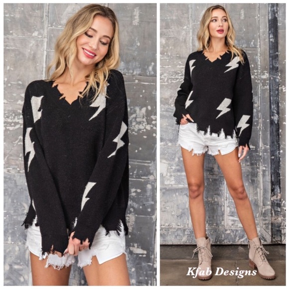 HOST PICK 🥳🥳🥳Distressed Lighting Bolt Sweater - Picture 6 of 6